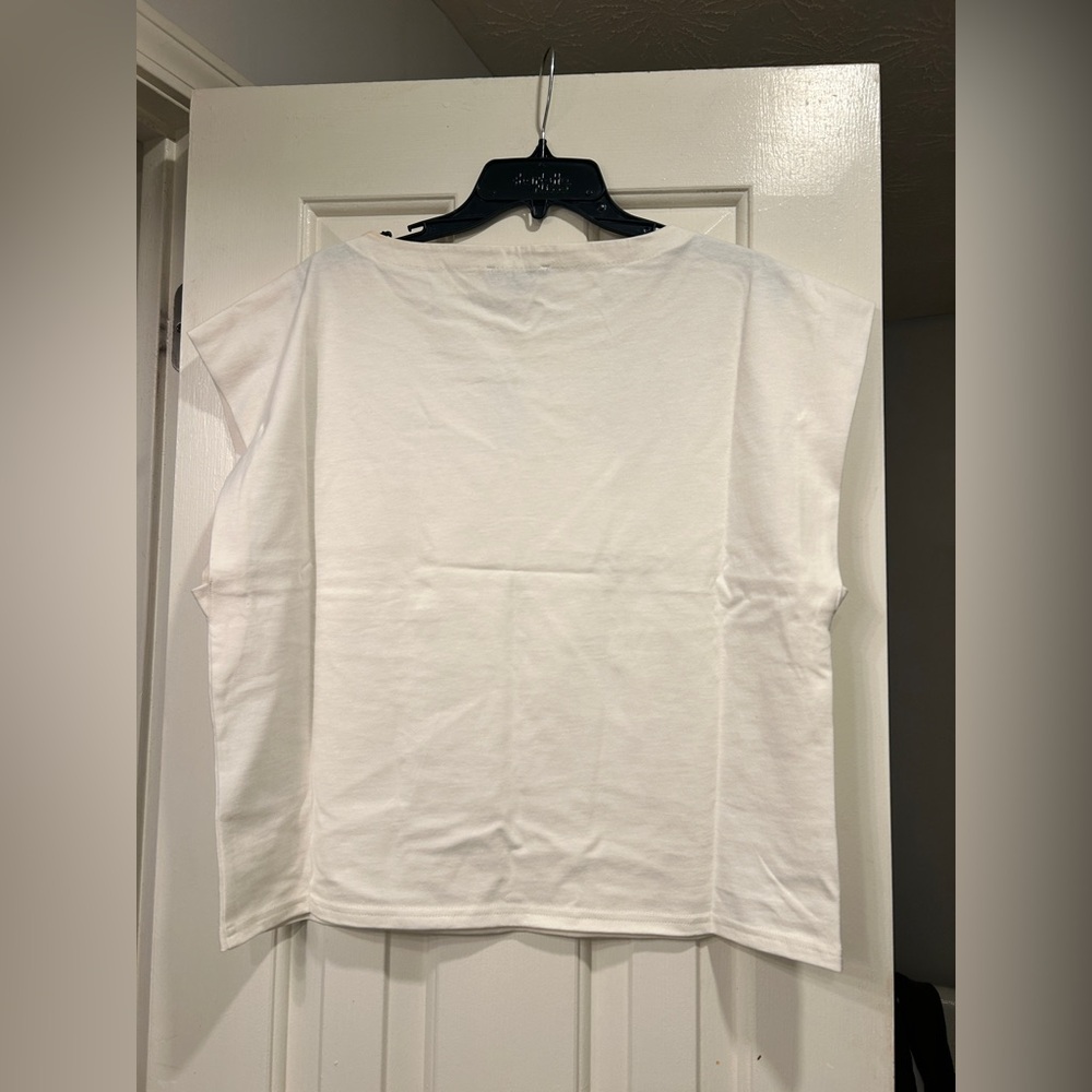 J Crew NWT New Mariner Jersey Boatneck Muscle T-shirt large in Ivory SEE PICS - Picture 7 of 11